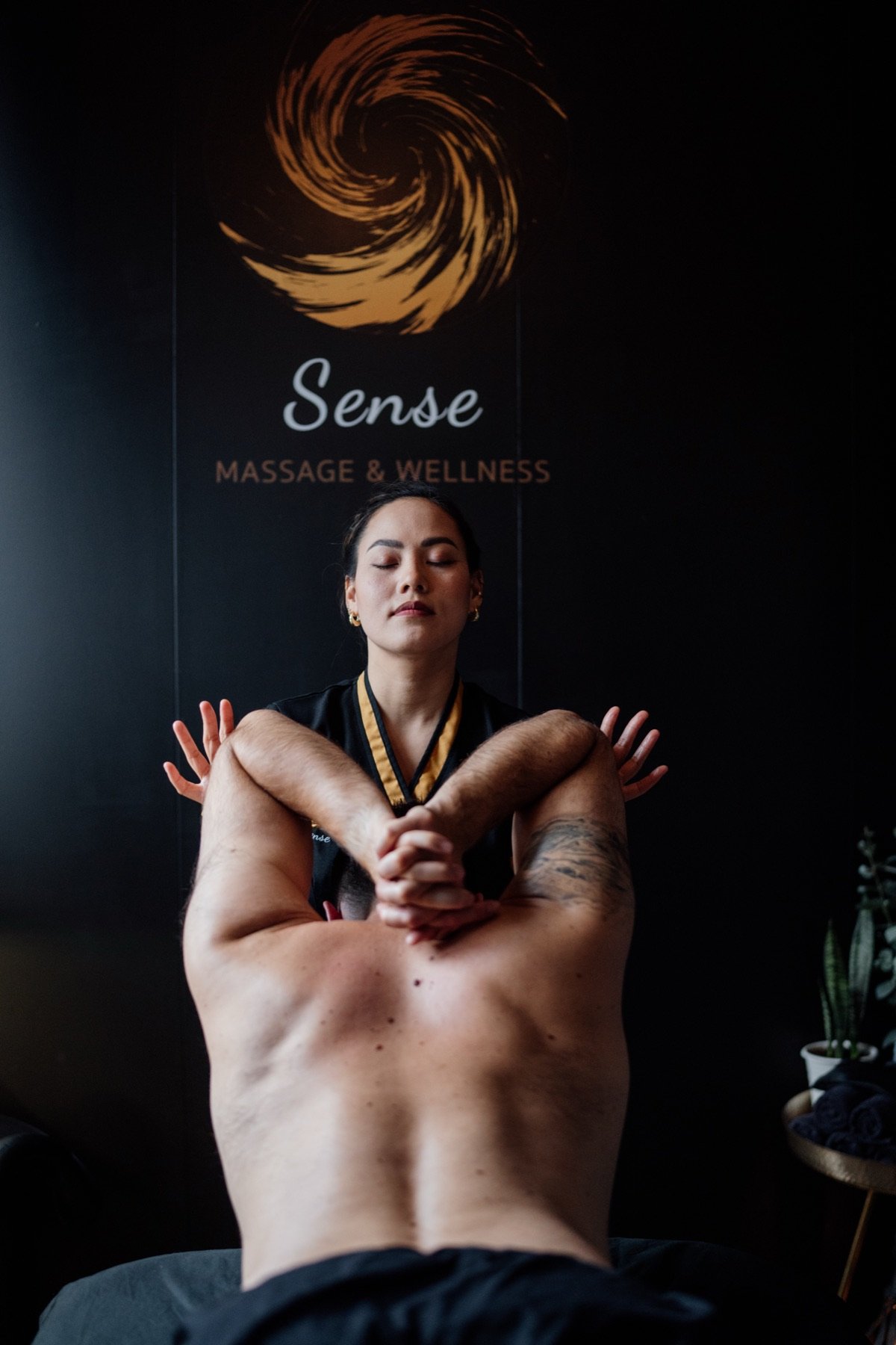 Sense therapist combining deep tissue pressure with assisted stretching